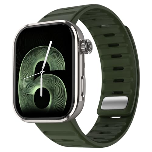 Image of Noise Pro 6 Max Smart Watch:Intelligent AI, Endless AI Watch Faces, AI Companion, 1.96 inch AMOLED, Stainless Steel Build, Built-in GPS, 5 ATM, EN2 Processor, for iOS & Android(Green Titanium)