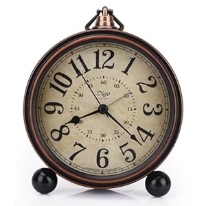 55 inch Black European Style Retro Silent Desk Alarm Clock Non Ticking Whisper Battery Operated HD Glass Face Easy to Read for Indoor Decor
