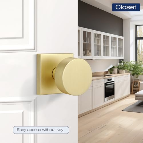 1 Pcs Gold Door Knob, Satin Brass Interior Door Handle, Passage Function by GUTENKONB - Used condition - Image 4