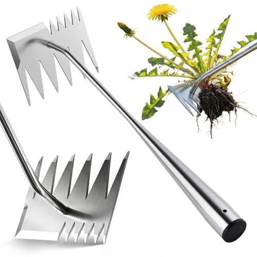 LOOHOI Garden Hand Weeder Tool, Heavy-Duty Stainless Steel W