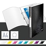 [page_title]-Leitz WOW Ringbuch für bis zu 190 Blatt, A4, 25 mm Rückenbreite, 2 D-Ring Mechanik, Schwarz, Kunststoff, WOW, 42570095