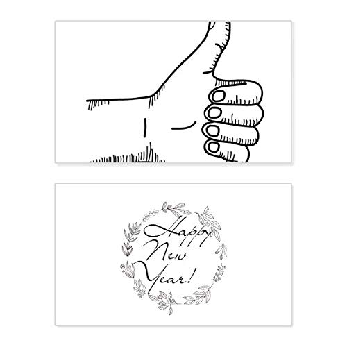 Tarjeta de año nuevo con dibujo de líneas de gestos minimalista para felicitaciones