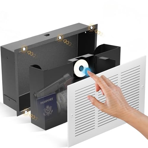 Image of Elder Welder Hidden Wall Safe with Air Vent Cover, Biometric Lock | Easy to Install, Fits Perfectly Between 16 inch Studs, Hidden Safe for Money