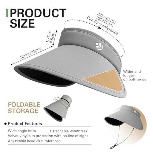Image of Venzina UPF 50+ Sun Visor Hat for Women Ultra Wide Brim Outdoor Sun Hat UV Protection Hat Blackout Liner Design Packable Travel Hiking Hat Adjustable Elastic Closure Fashion Beach Hat