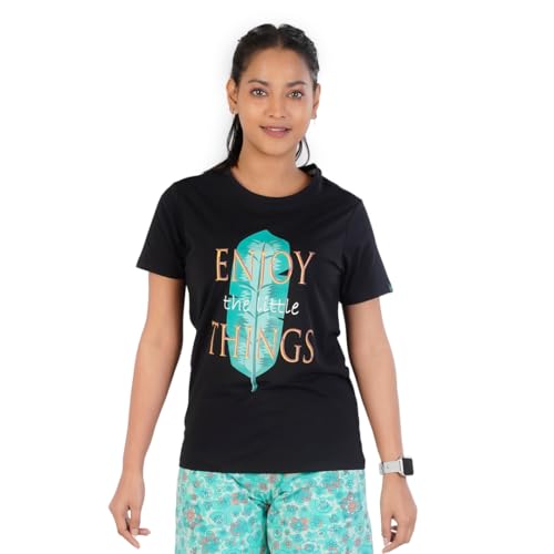 Rupa Colors Playsure Printed Cotton Blended Round Neck Women's T-Shirt, Short-Sleeve, Pack of 1 Deal