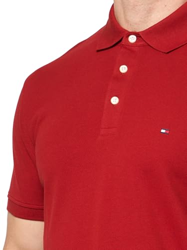 Image of Tommy Hilfiger Men's Short Sleeve Polo Shirts in Slim Fit with Stretch and Organic Pique Cotton
