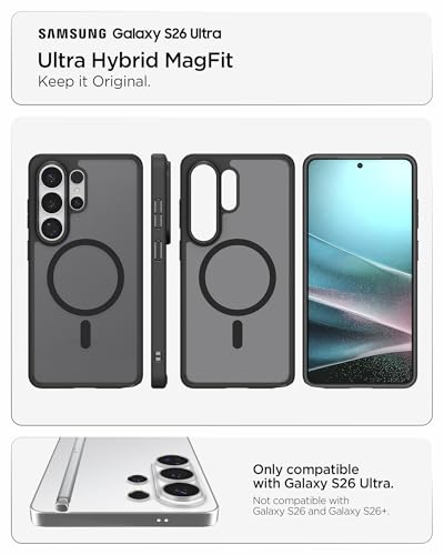 Image of Spigen for Galaxy S26 Ultra Case, Ultra Hybrid MagFit [Anti-Yellowing] [Compatible with MagSafe] [Fast Wireless Charging] - Frost Black