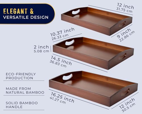 Save on Comfify Bamboo Serving Trays Set of 3 – Eco-Friendly & Nesting - Image 3