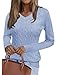 Kistore Pullover Damen Herbst V-Ausschnitt Langarmshirt Lange Ärmel Pullover Damen Winter Elegant Oberteile Blau XL