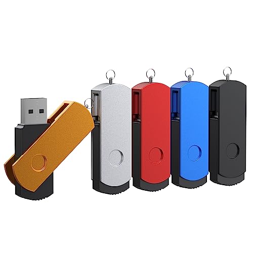 PenDrives 64 GB 5 Piezas FEBNISCTE Nuevo Giratoria Memorias USB Portátil Pen Drive 64 GB Práctico 5 Unidades Multicolor Unidad Flash USB 2.0 para Música Fotos Vídeo Películas