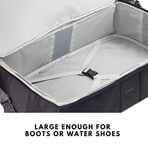 Clear Creek Half Hitch Fishing Waders Duffel Bag with Wet and Dry Split Compartment Tackle Storage - Tough and Durable Water-Repellent Fishing Gear Bag, Black