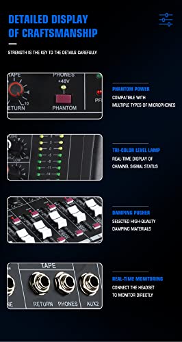 Zramo Zm80 Audio Interface Mixer 8 Channel Studio Karaoke Mixing Console With Bluetooth Usb And 48V Phantom Power For Studio Karaoke Pc Stage Studio Dj Sound Controller Analog Mixer #TOP7