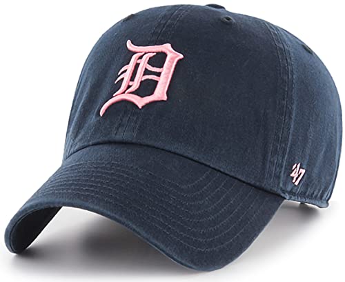 47 MLB Navy Pink Clean Up Adjustable Hat Cap, Adult One Size - Detroit Tigers Navy Pink