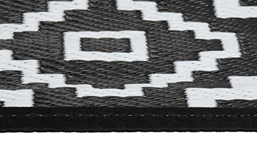 Brandsseller In- & Outdoor Teppich | ca. 120x180 cm | Wetterfest Garten Terrasse Balkon Rautenmuster | Weiß/Schwarz Motiv 2 - 6