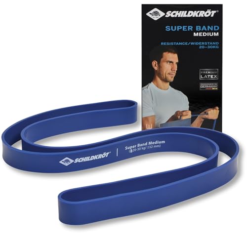 Schildkröt Fitness Super Band Medium, Bandas de Resistencia Premium 20-30 kg, 32 mm Ancho, Azul, 960227