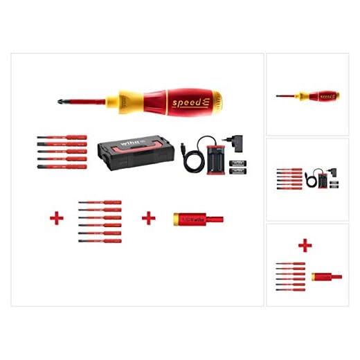 Wiha speedE® elektronischer Schraubendreher - Set 1 in L-Box mit 2x 1,5 Ah Akku und Ladegerät + Bits (41911) + Easy Torque Adapter + Bit Set Torx Satz 6 - teilig