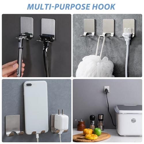 CENSIVI Rasierer Halterung Dusche - 2 Stück Silber Rasierhalter Dusche Ohne Bohren, Edelstahl Rasierer Halter, Selbstklebende Rasierer Aufhänger Dusche Geeignet für Tür Wand Badezimmer, Küche