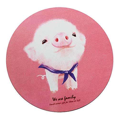 マウスパッド丸型 個性的 おしゃれ 柔軟 かわいい ゴム製裏面 ゲーミングまうすぱっど PC ノートパソコン オフィス用 円形 デスクマット 滑り止め 耐久性が良い キャラクターパターン ピンク (赤ちゃんの豚)