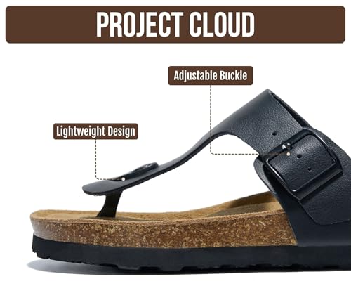 Image of Project Cloud Womens Sandals 100% Genuine Leather Thong Sandals for Women - Memory Foam Insole Women Sandals - Non-Slip Flip Flops for Women - Lightweight Sandals Women Footwear 2026