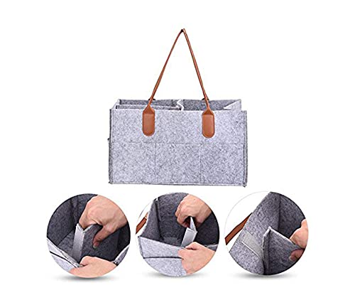 Image of House of Quirk Baby Diaper Organizer, Nursery Storage Basket and Car Organizer for Diapers and Baby Wipes - Grey
