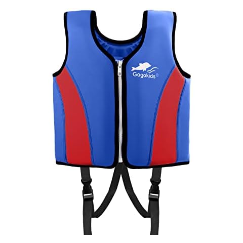 Gogokids Kids Swim Vest - Baby Folat Swim Training Jacket Toddler Bouyancy Swimsuit Swimwear for 2-3 years Baby Kids Blue+Red Cover