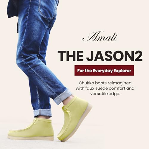 Image of Amali Casual Chukka Boots for Men, High-Top, Lace Up Suede Men's Shoes, Desert Boots with Crepe Rubber Sole