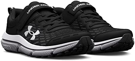 Under Armour Boy's Pre School Assert 10 Alternate Closure Running Shoe, (001) Black/White/White, 2 Little Kid | Image 2