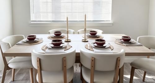 Image of Sweejar 12 Pieces Ceramic Dinnerware Sets for 4, Burgundy Red | Gradient Glaze Plates and Bowls Set, Microwave & Dishwasher Safe, Stackable Dish Set, Scratch Resistant Dishware Sets