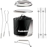 Solo Stove Bonfire Ultimate Bundle 2.0 | Smokeless Fire Pit, Stand, Shelter, Shield, Lid, Handle, Sticks&Tools, Portable Camping Accessories, Wood Burning, Stainless Steel, H: 16.75in x Dia: 19.5in