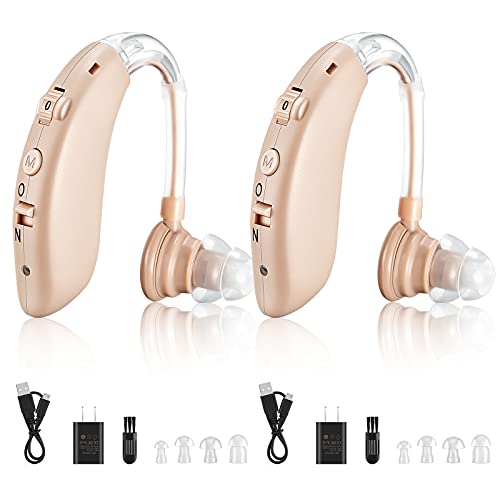 Hearing Aids, Shinewings Hearing Aids for Seniors Rechargeable, Invisible Hearing Amplifiers with Noise Cancelling for Adults Sweatproof, Devices PSAP for Hearing Loss with Volume Control (2 PCS)