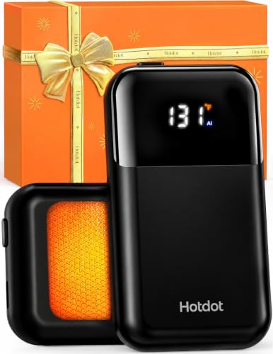 Hotdot Rechargeable Hand Warmers 2 Pack, LED Temperature & Battery Display, 4 Heat Levels, Fast Heating Electric Hand Warmers, Gifts for Women and Men