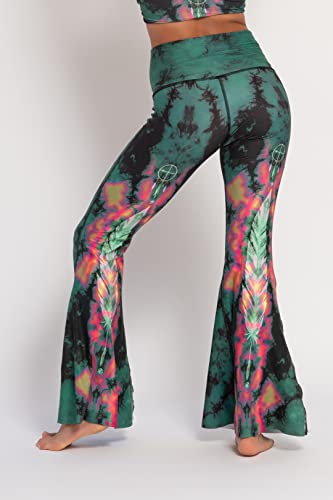 Teeki Eagle Feather Green Crop Bell Bottom Pant For Women - Medium #TOP7