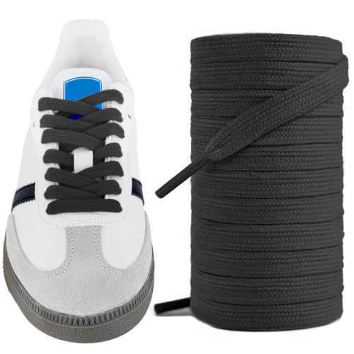 UamGlsob 5/40.6 cm bawełniane sznurowadła do butów Adidas Samba, wymienne sznurówki do butów piłkarskich, Czarny, 54"/140cm