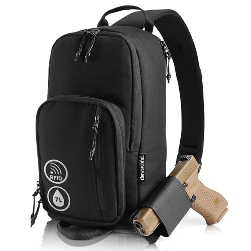 THEWATCHFUL CCW Sling Bag, 7L Tactical Concealed Carry Bag for Men, CCW Backpack with Adjustable Holster, Water-Resistant Concealed Carry Bag, Concealed Carry Crossbody Bag, Outdoor EDC Sling Bag