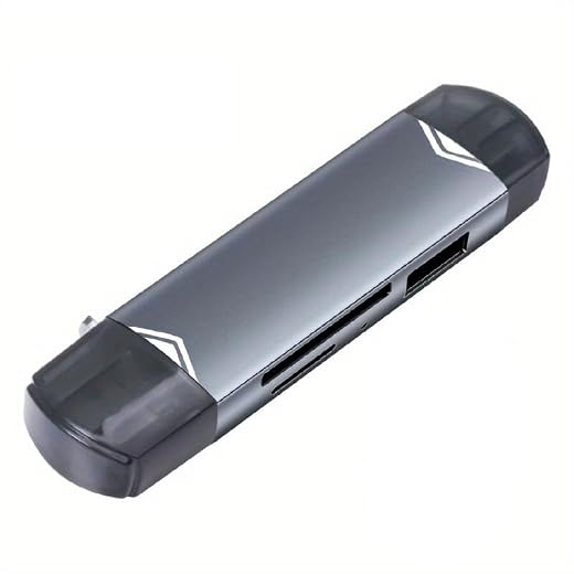 Portable Card Reader, Compact USB Multi-Function Memory Card Adapter, Space Gray (6IN1 Grey)