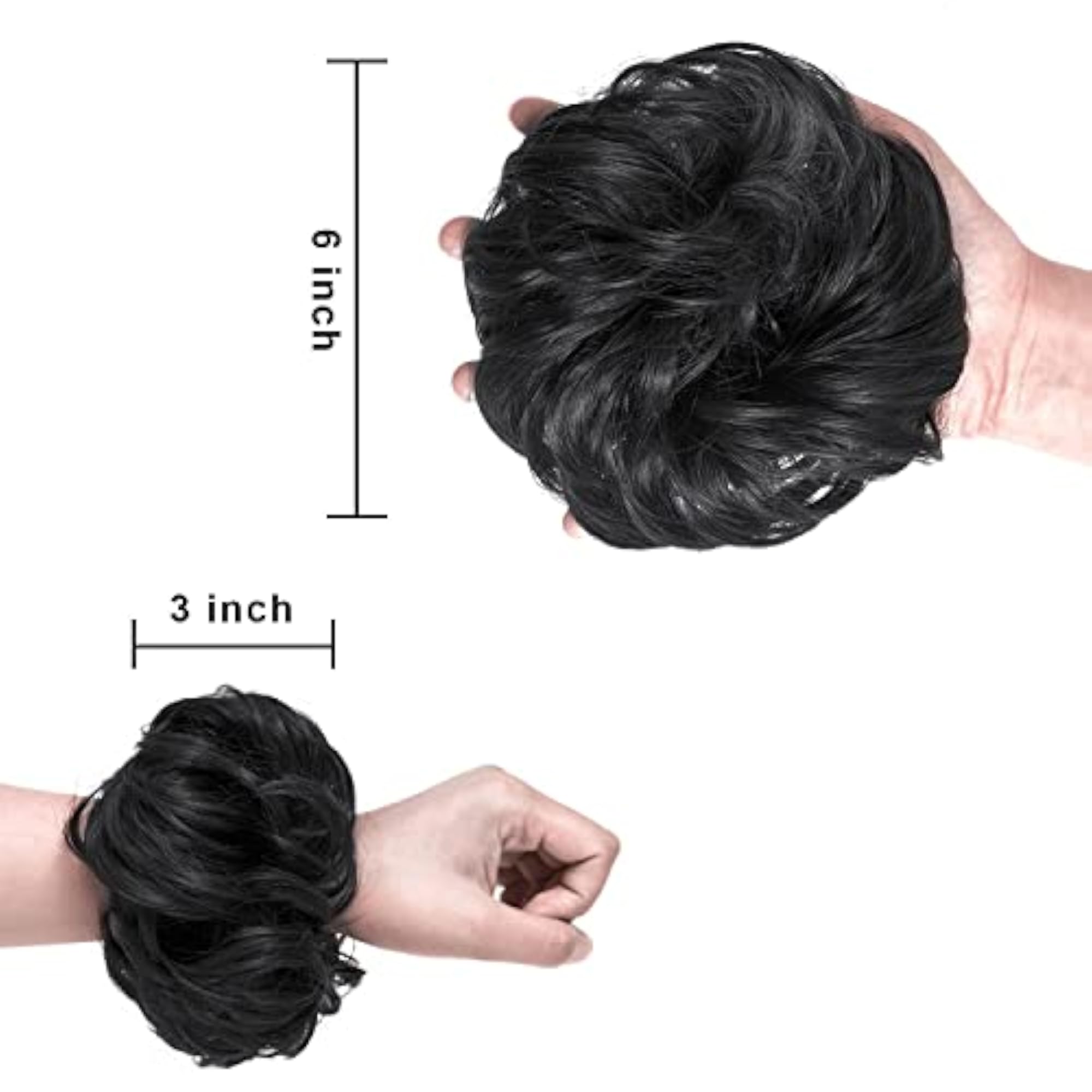 Curly Wavy Black Elegant Chignons Wedding Hair Piece