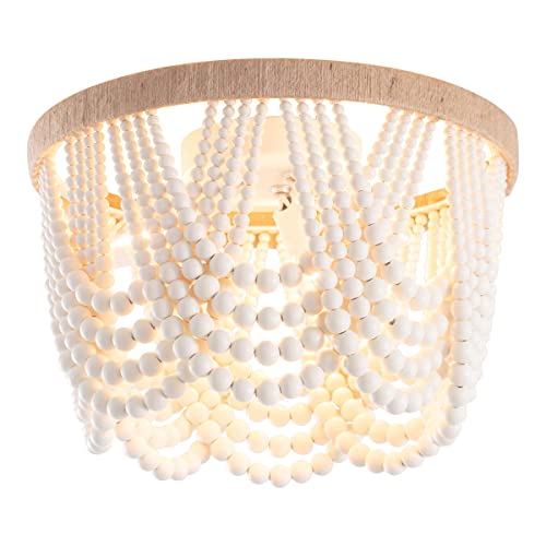Wood Beaded Flush Mount Ceiling Light And Floor Lamp Bundle #TOP1