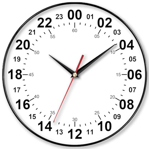Image of GAUBOS 24 Hour Wall Clock 12 Inch Round Wall Clock Easy to Read White Dial Modern Simple Style Decor Clock for Home/Office/Kitchen/Bedroom/Living Room, 24HWC03