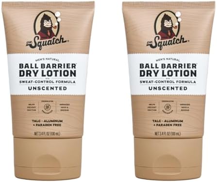 Dr. Squatch Ball Barrier Dry Lotion, No Mess Body Powder Lotion for Men, Made With Natural Ingredients - 2-Pack Unscented