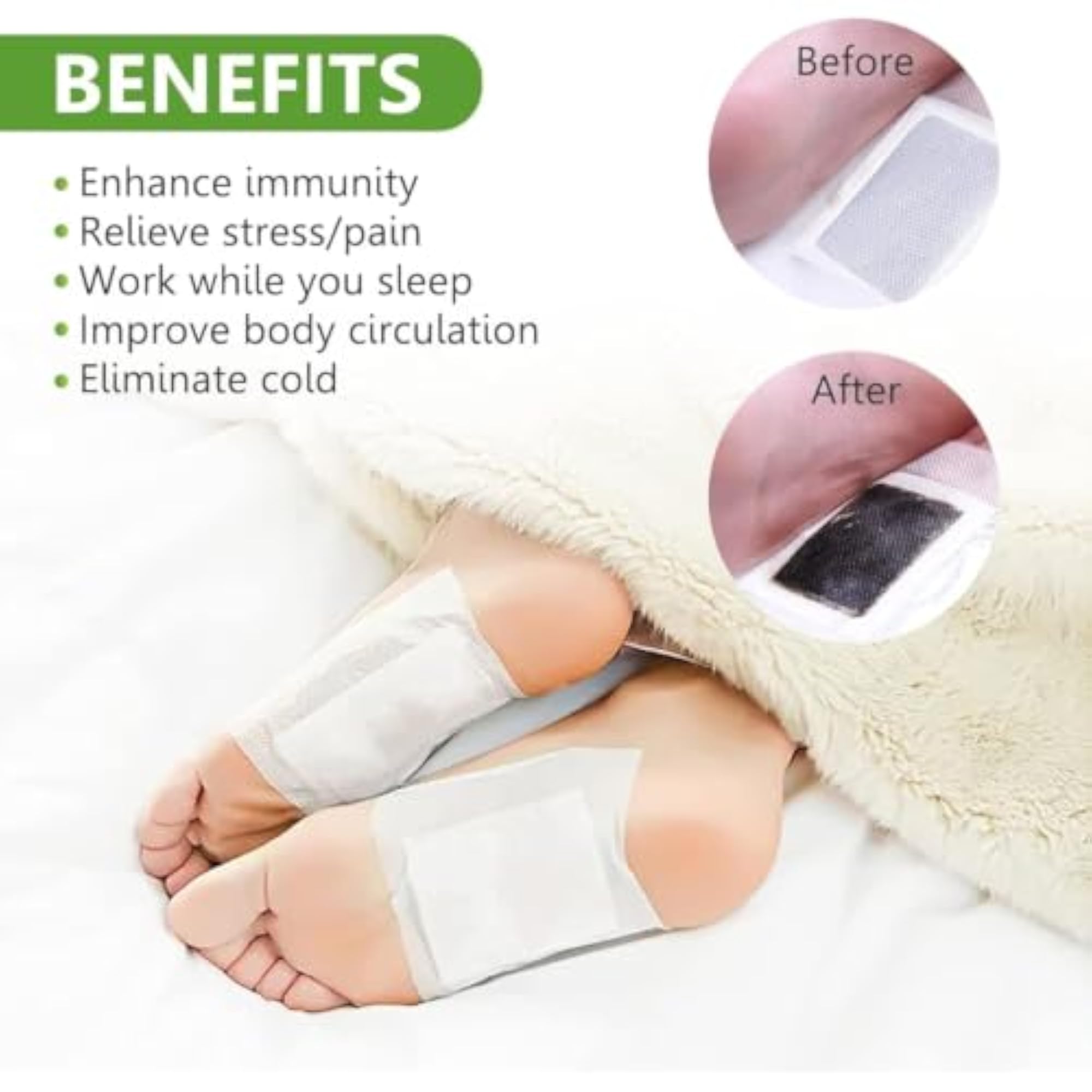 Ginger & Salt Detox Foot Pads - 10-Piece Cleansing Foot Patch Set for Natural Wellness