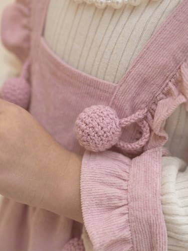 Image of Baby Girls Pink Frock Dress with White Full Sleeves | Cute Casual Dress for Girls | Stylish Flared Knee Length Kids Dress | Birthday, Festive & Everyday Wear