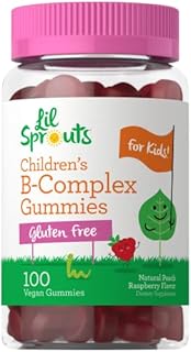 Kids B Complex Gummies | 100 Count | Vegan | Natural Peach Raspberry Flavor | Non-GMO, Gluten Free | by Lil Sprouts