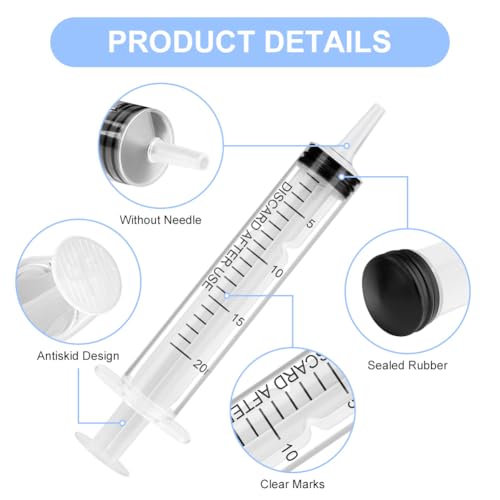 OFFCUP Kunststoff Spritze 20ml, 3 Stück Einwegspritzen, Futterspritze, Plastiktube, für Kleine Haustierfütterung Motoröl oder Bremsflüssigkeit [Nicht medizinische Verwendung]