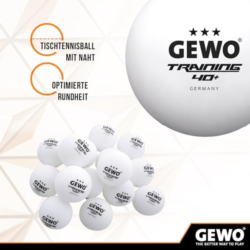 Foto von GEWO Tischtennisbälle Training 40+ - 3 Sterne Tischtennis-Ball aus ABS Plastik mit Naht - Hochwertige Plastik Trainingsbälle, Durchmesser 40+mm, Weiß