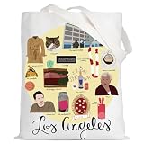 LEVLO Los Angeles New Girl Tote Bag Nick & Schmidt & Jess Fans Gift Nick & Jess Reusable Grocery Bag (Los Angeles New Girl Tote)