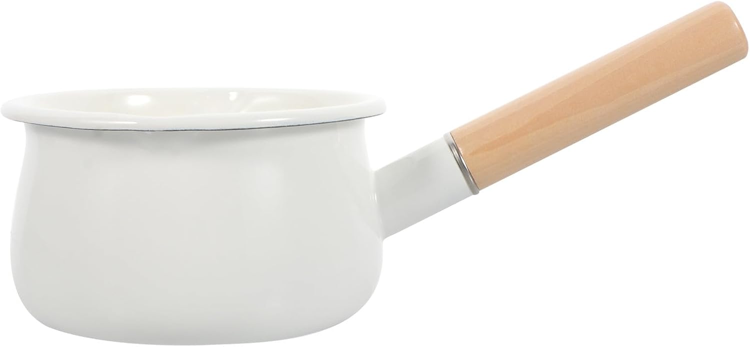 Enamel Milk Pot 15cm Saucepan with Handle Non-stick Food Cooking Pan for Soup and Instant Noodles Kitchen Utensil
