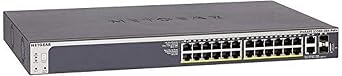 NETGEAR 28-Port PoE Gigabit/10G Stackable Smart Switch GS728TXP - Managed, with 24 x PoE+ @ 195W, 2 x 10G Copper and 2 x 10G SFP+, Desktop or Rackmount, and Limited Lifetime Protection