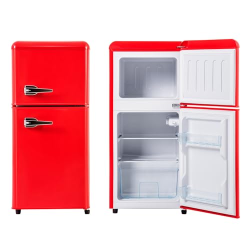 Refrigerador con congelador, puerta doble, estantes de vidrio ajustables, control de temperatura de 7 niveles para dormitorio, oficina y apartamento.,Red