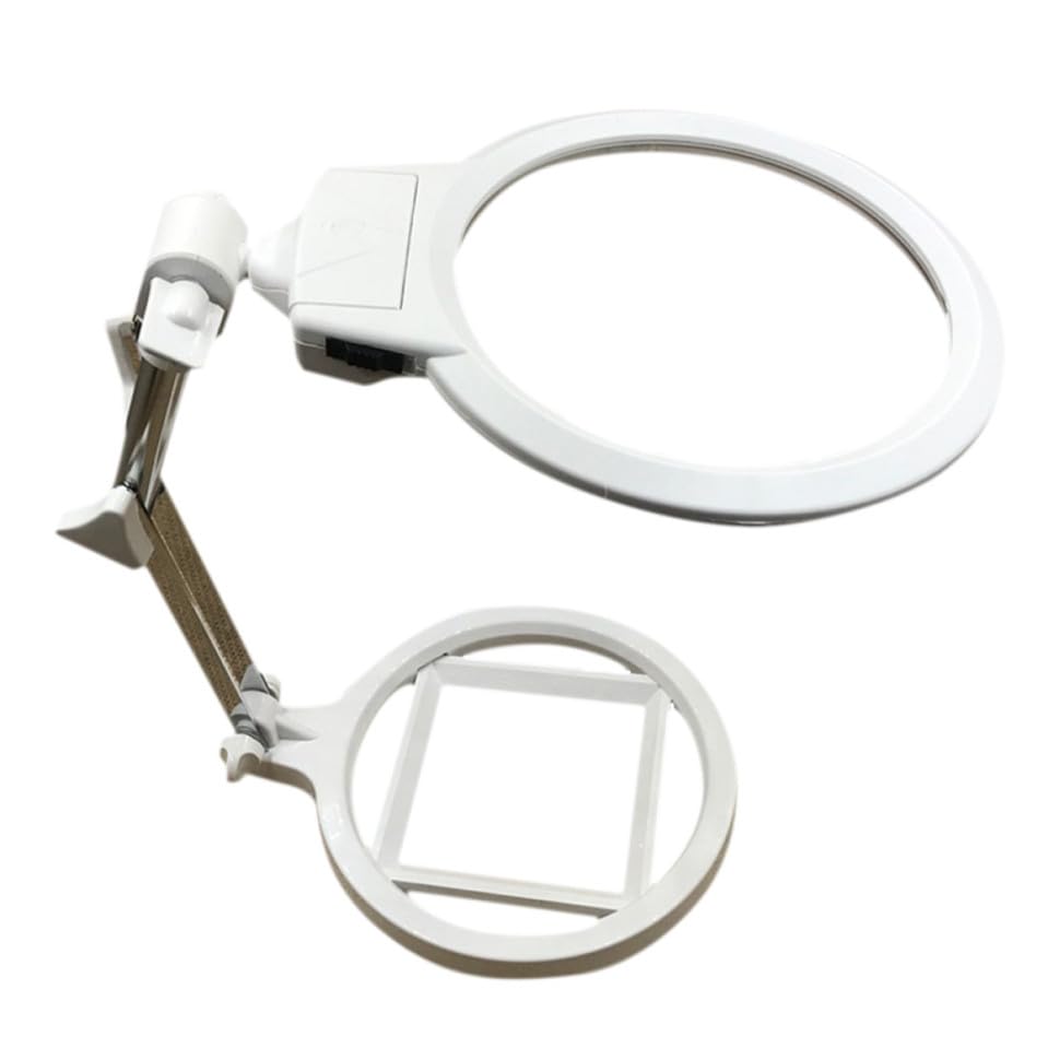 LALAFINA Lupa de Escritorio Plegable Soporte Metálico con Escala con Luz LED, Lente de 2,5X 130 Mm para Diseño de Joyas y Bordados