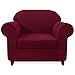 subrtex 2-Piece Jacquard High Stretch Slipcover, Furniture Protector for Conventional Settee Spandex Washable Common Armchair Cushion Couch Sofa Cover Coat (Small, Wine)